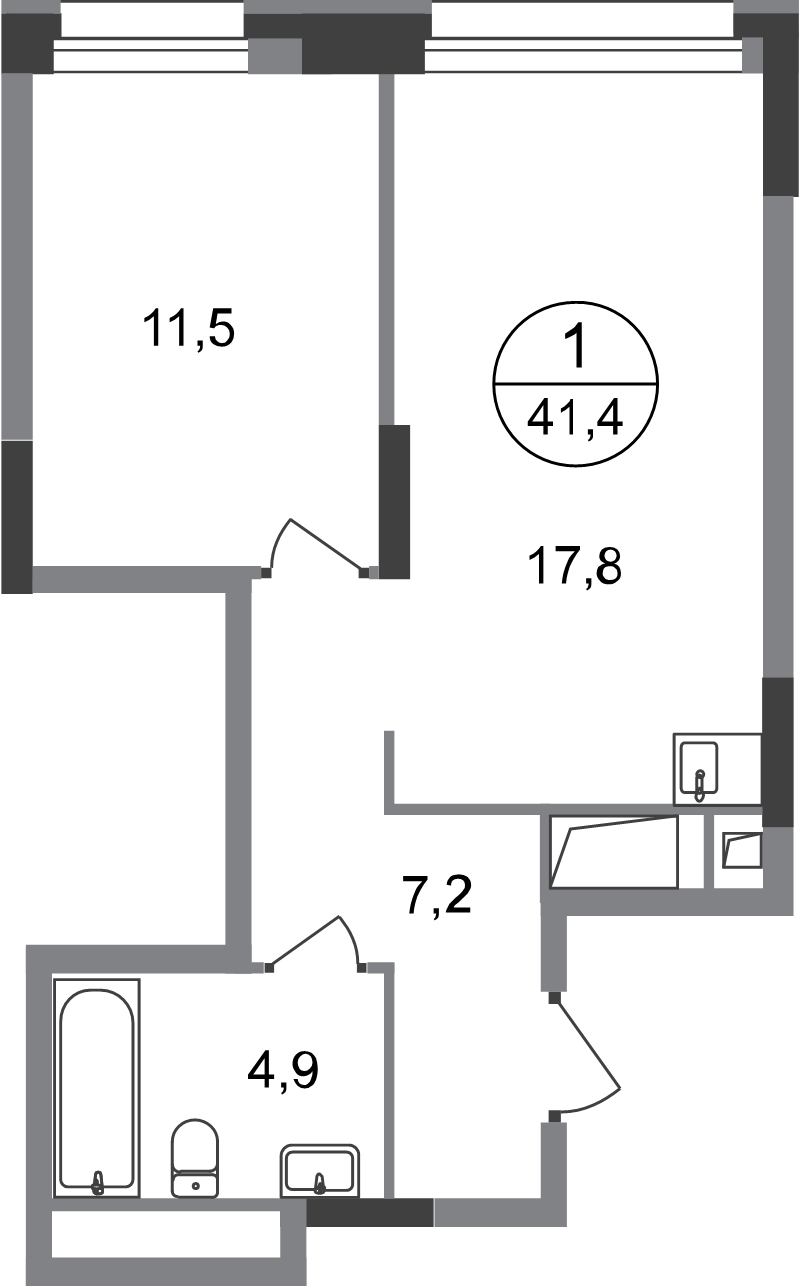 2 ккв (Евро) 41,4 м²