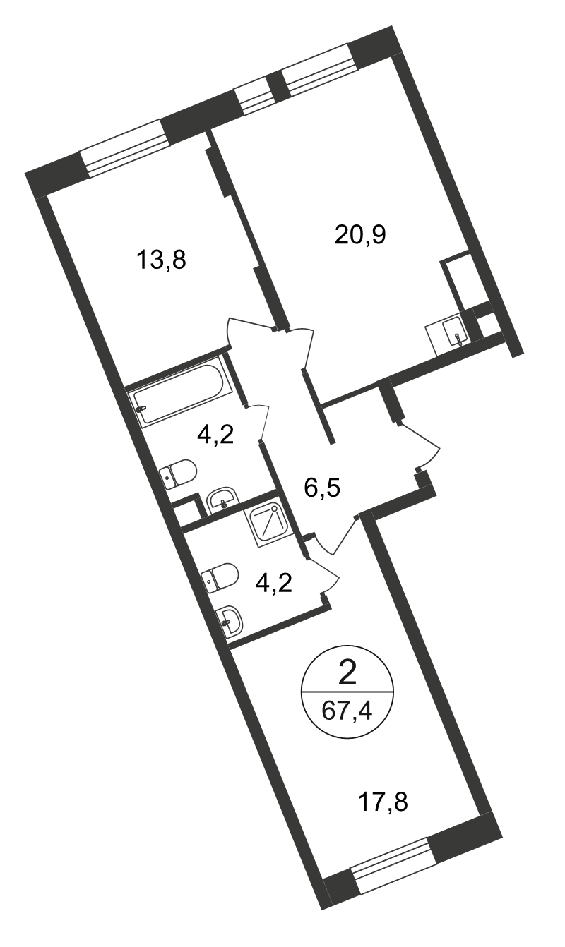 3 ккв (Евро) 67,4 м²