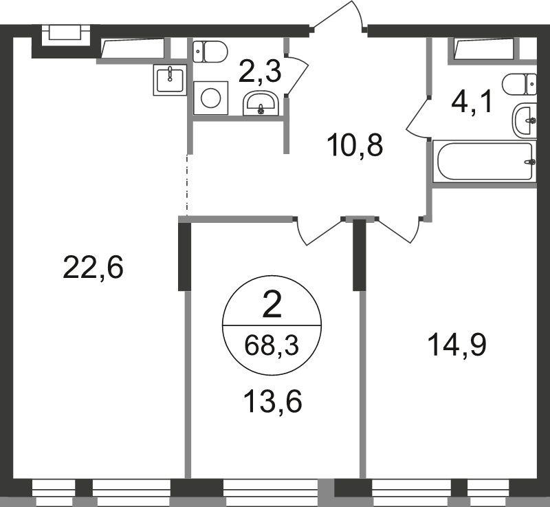 3 ккв (Евро) 68,3 м²