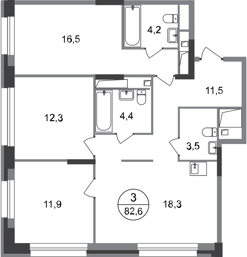4 ккв (Евро) 82,6 м²