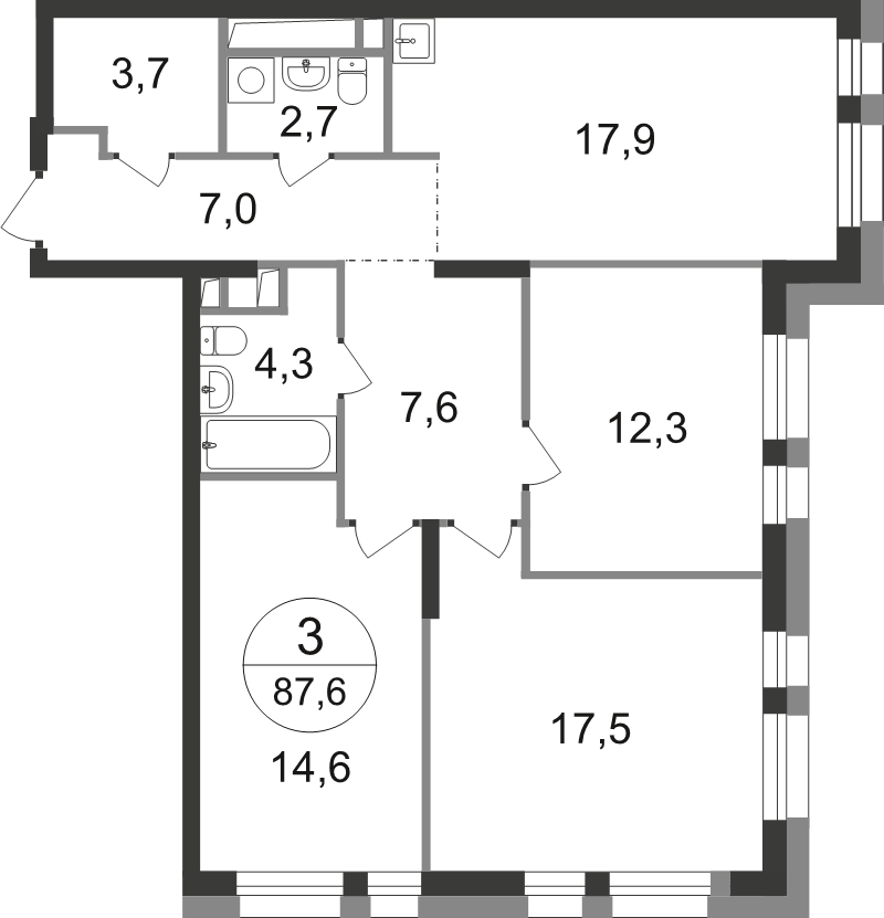 4 ккв (Евро) 87,6 м²