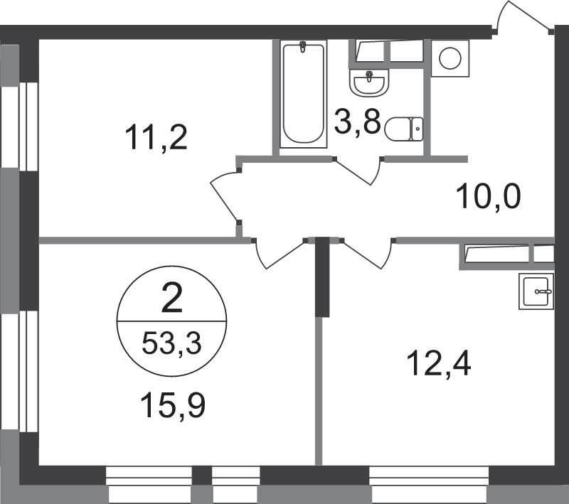 2 ккв 53,3 м²