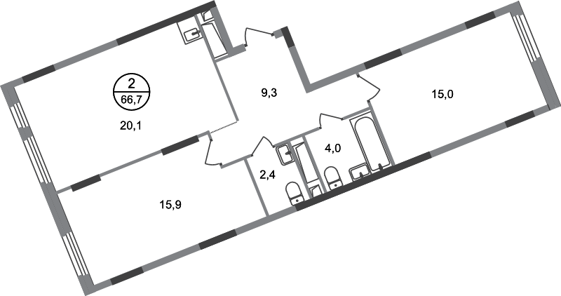 3 ккв (Евро) 66,7 м²