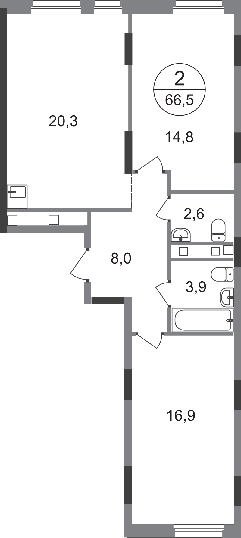 3 ккв (Евро) 66,5 м²