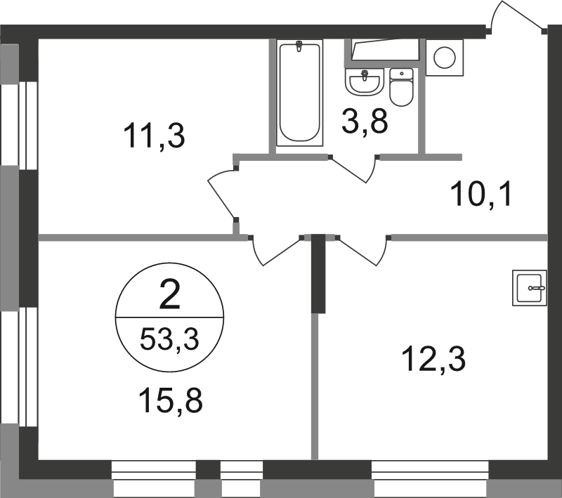 2 ккв 53,3 м²