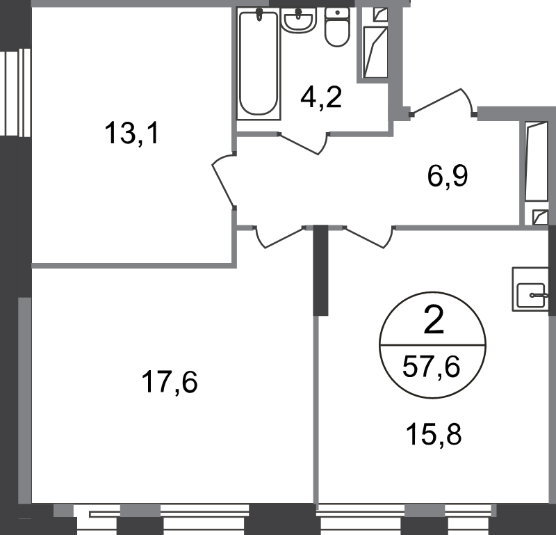 3 ккв (Евро) 57,6 м²