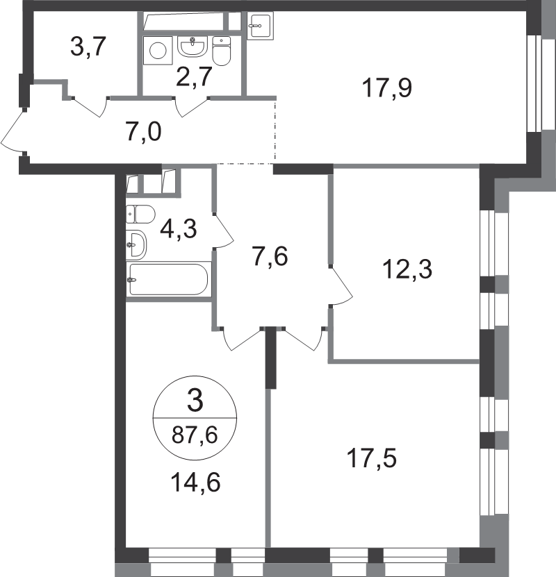 4 ккв (Евро) 87,6 м²