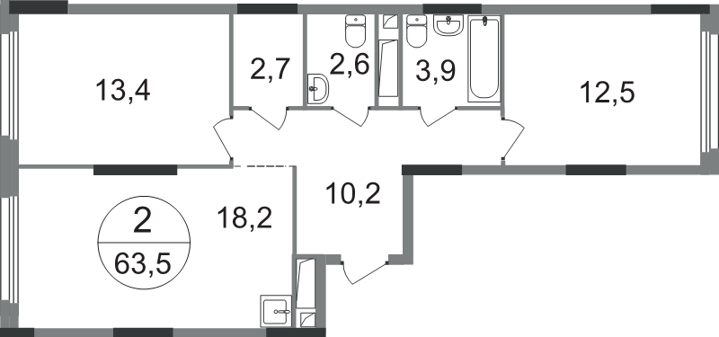 3 ккв (Евро) 63,5 м²