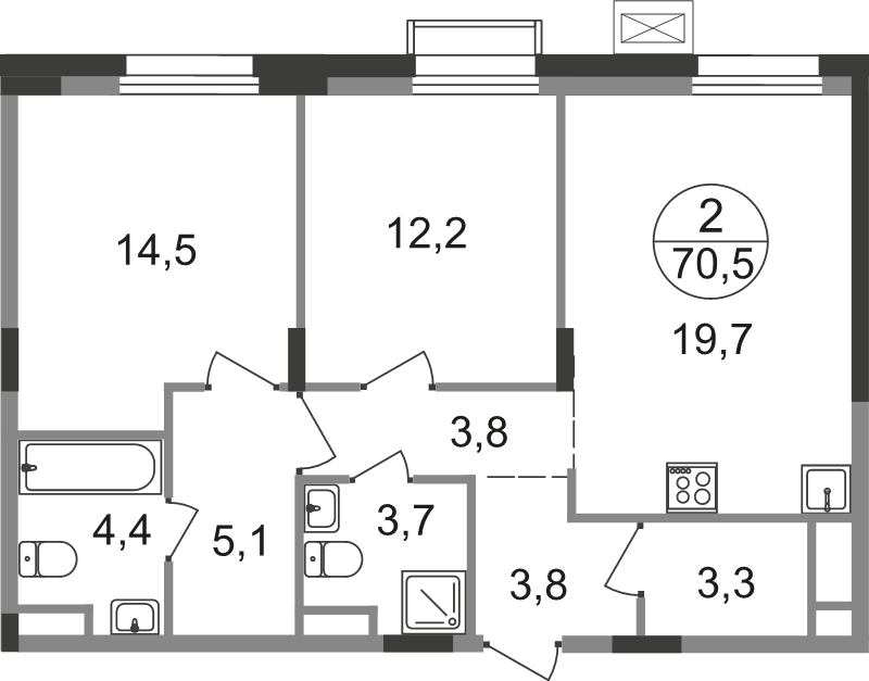 3 ккв (Евро) 70,5 м²