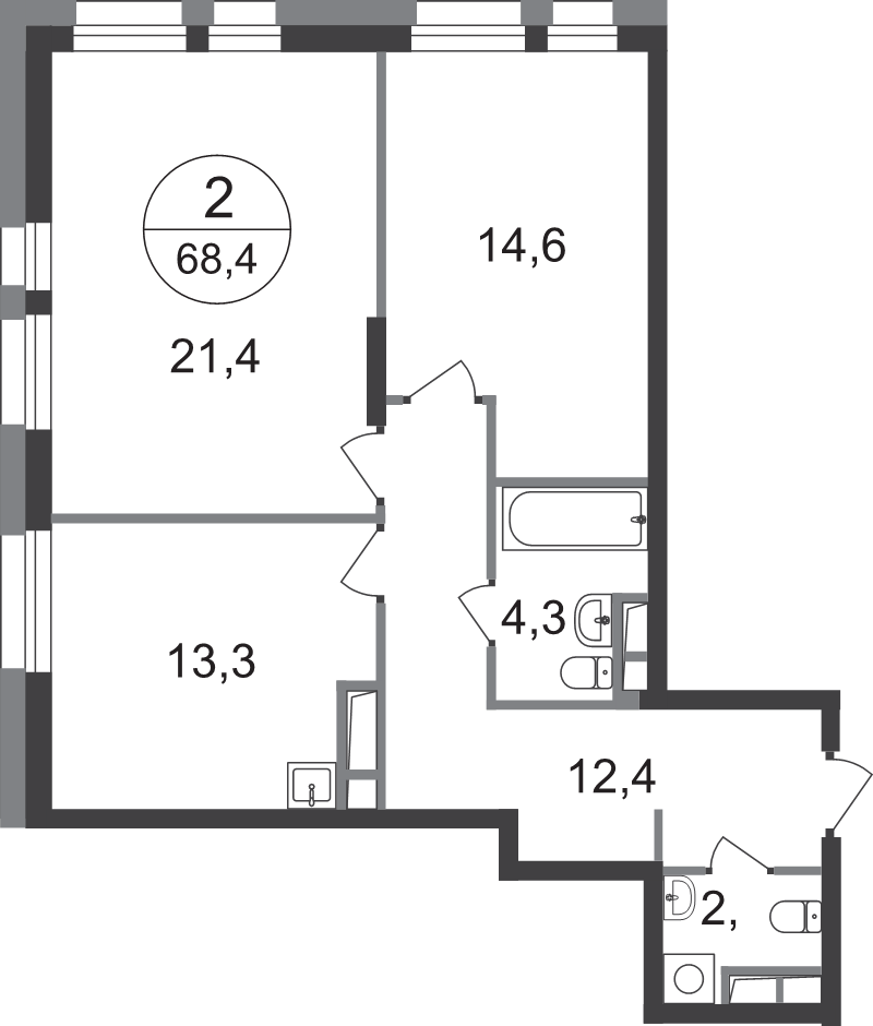 2 ккв 68,4 м²