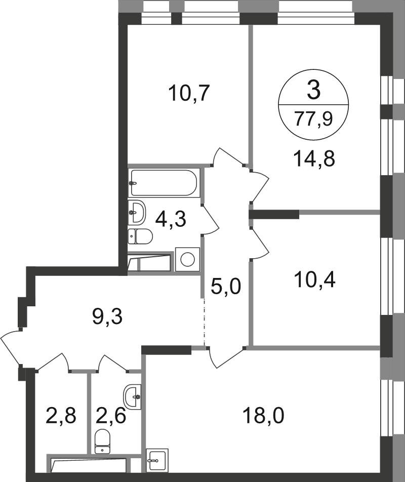 4 ккв (Евро) 77,9 м²