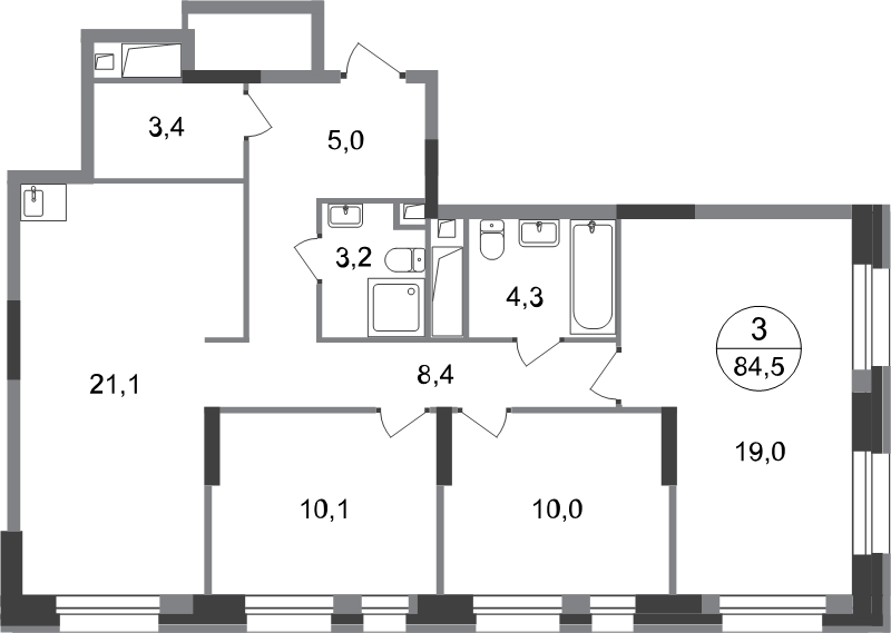 4 ккв (Евро) 84,5 м²