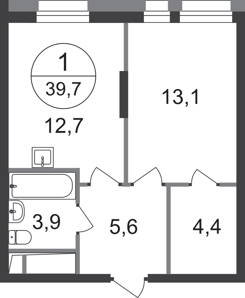 1 ккв 39,7 м²