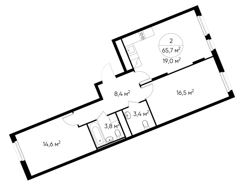 3 ккв (Евро) 65,7 м²