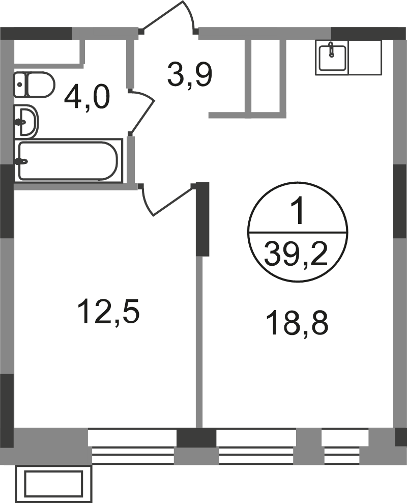 2 ккв (Евро) 39,2 м²