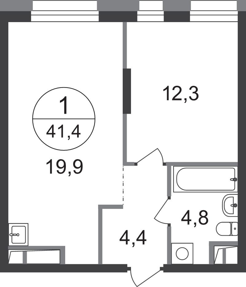2 ккв (Евро) 41,4 м²