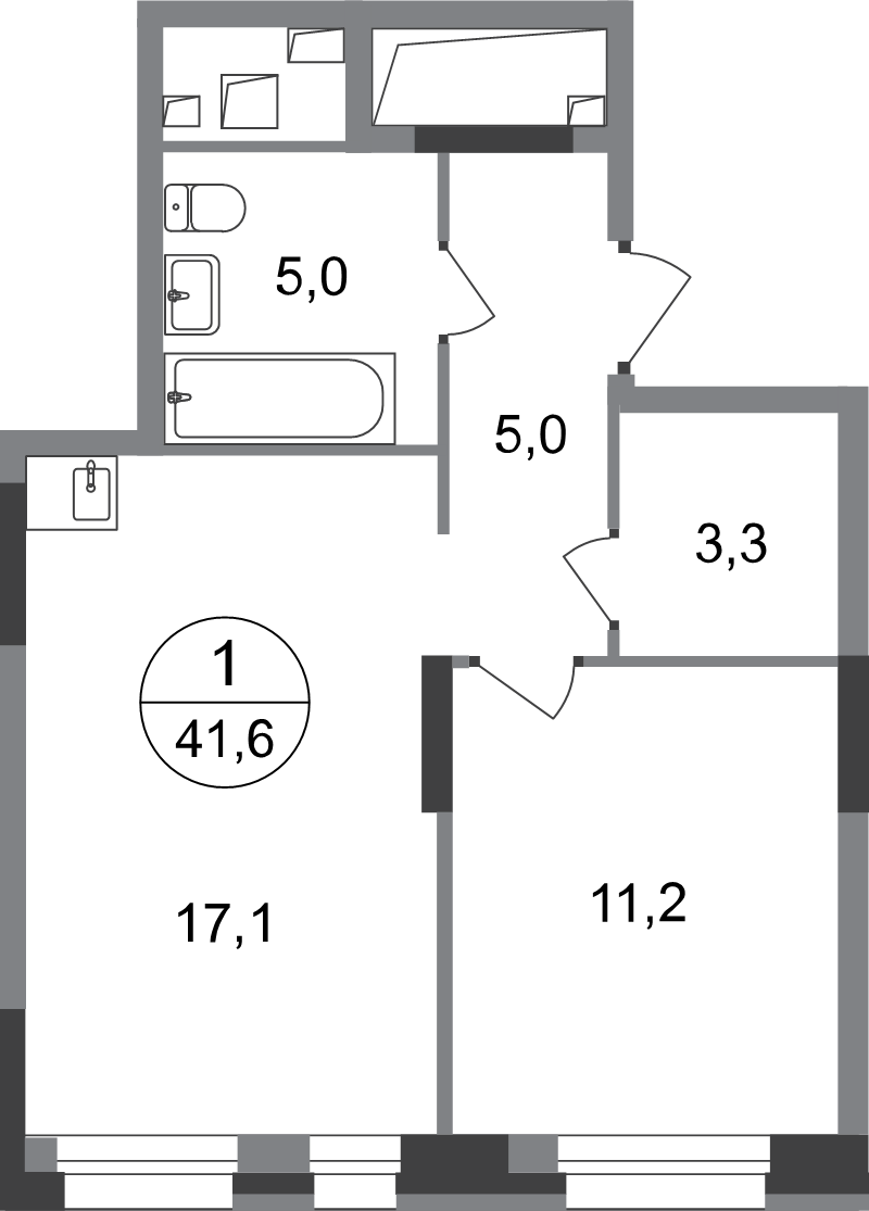 2 ккв (Евро) 41,6 м²