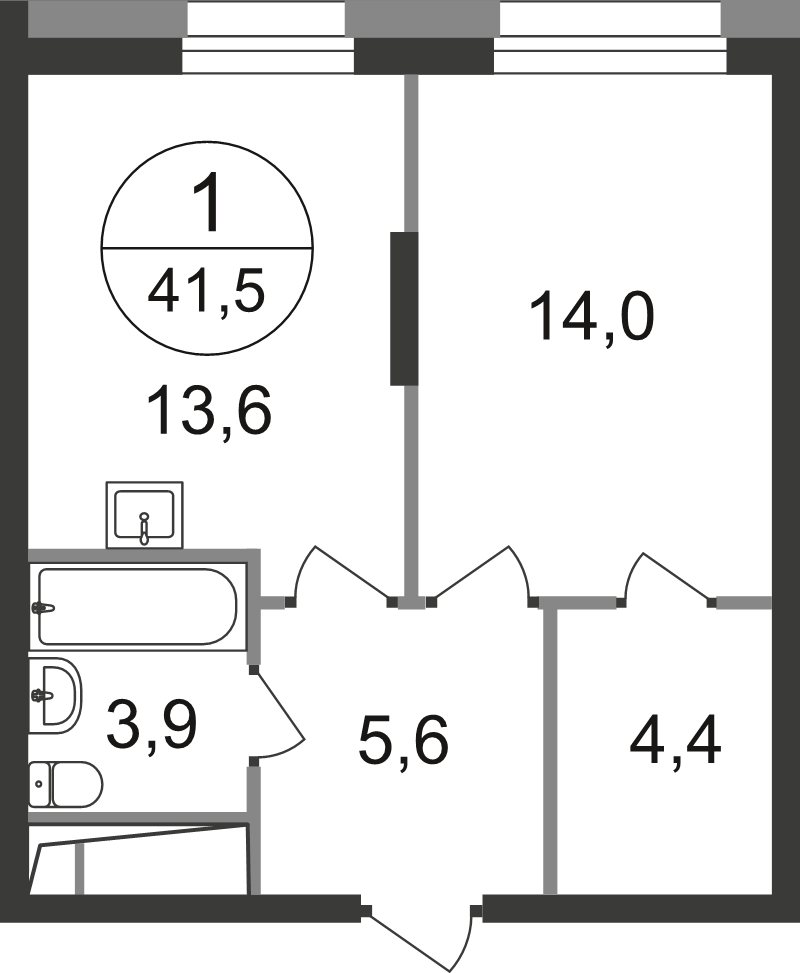 1 ккв 41,5 м²