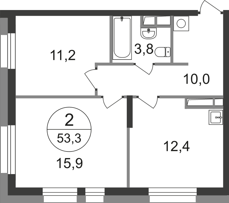 2 ккв 53,3 м²