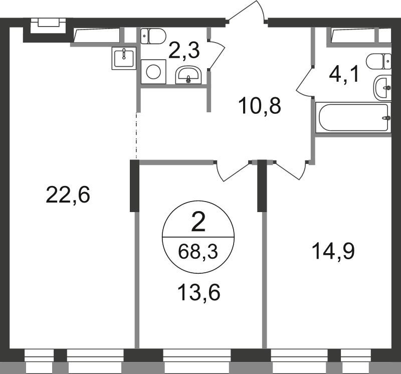 3 ккв (Евро) 68,3 м²