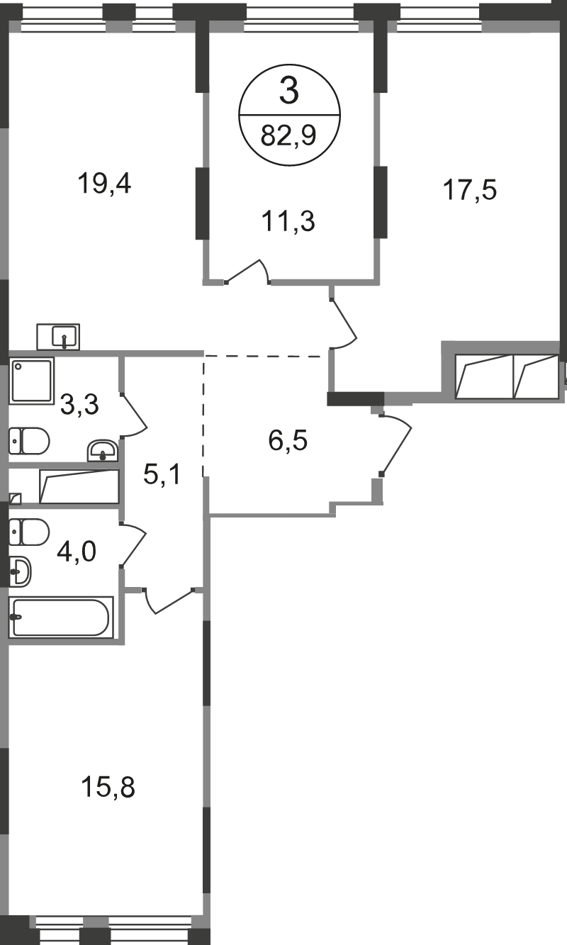 4 ккв (Евро) 82,9 м²