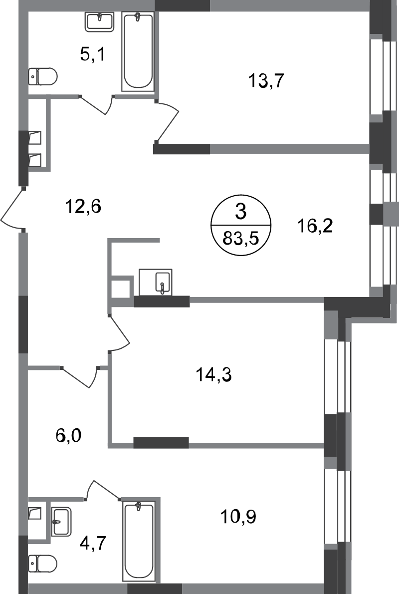 4 ккв (Евро) 83,5 м²
