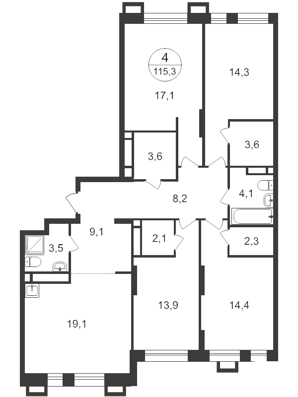 5 ккв (Евро) 115,5 м²