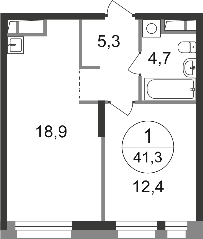 2 ккв (Евро) 41,3 м²