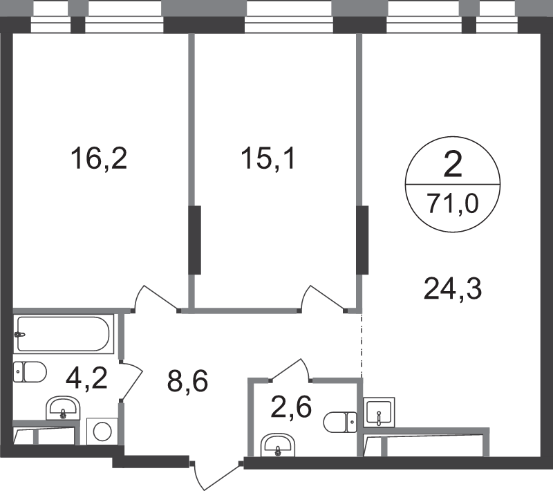 3 ккв (Евро) 71 м²