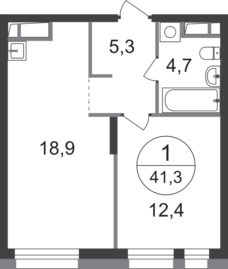 2 ккв (Евро) 41,3 м²