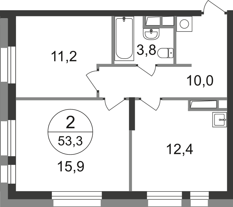 2 ккв 53,3 м²