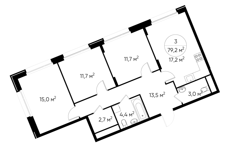 4 ккв (Евро) 79,2 м²