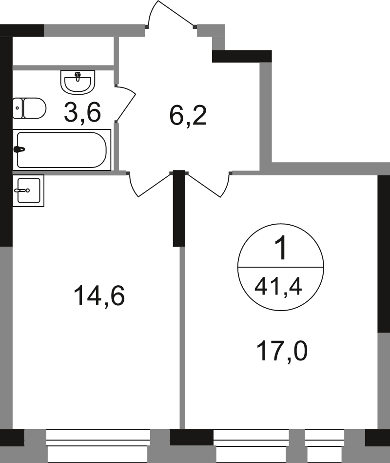 1 ккв 41,4 м²