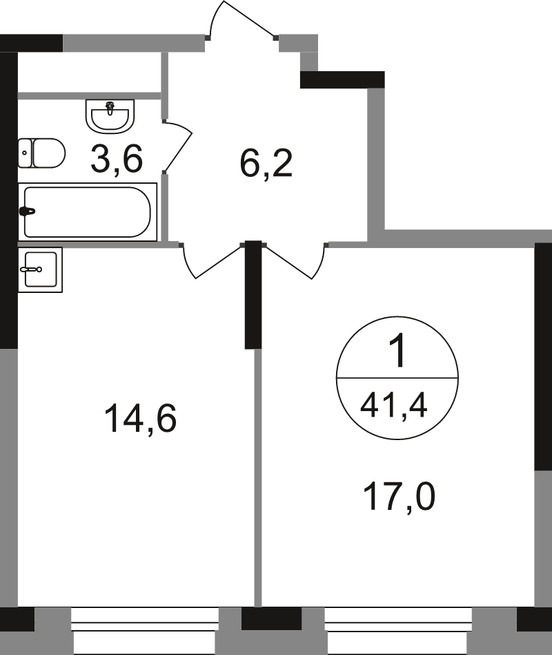 1 ккв 41,4 м²