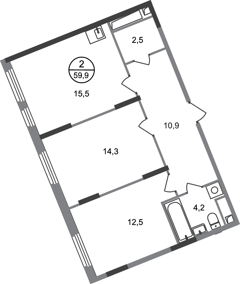 2 ккв 59,9 м²