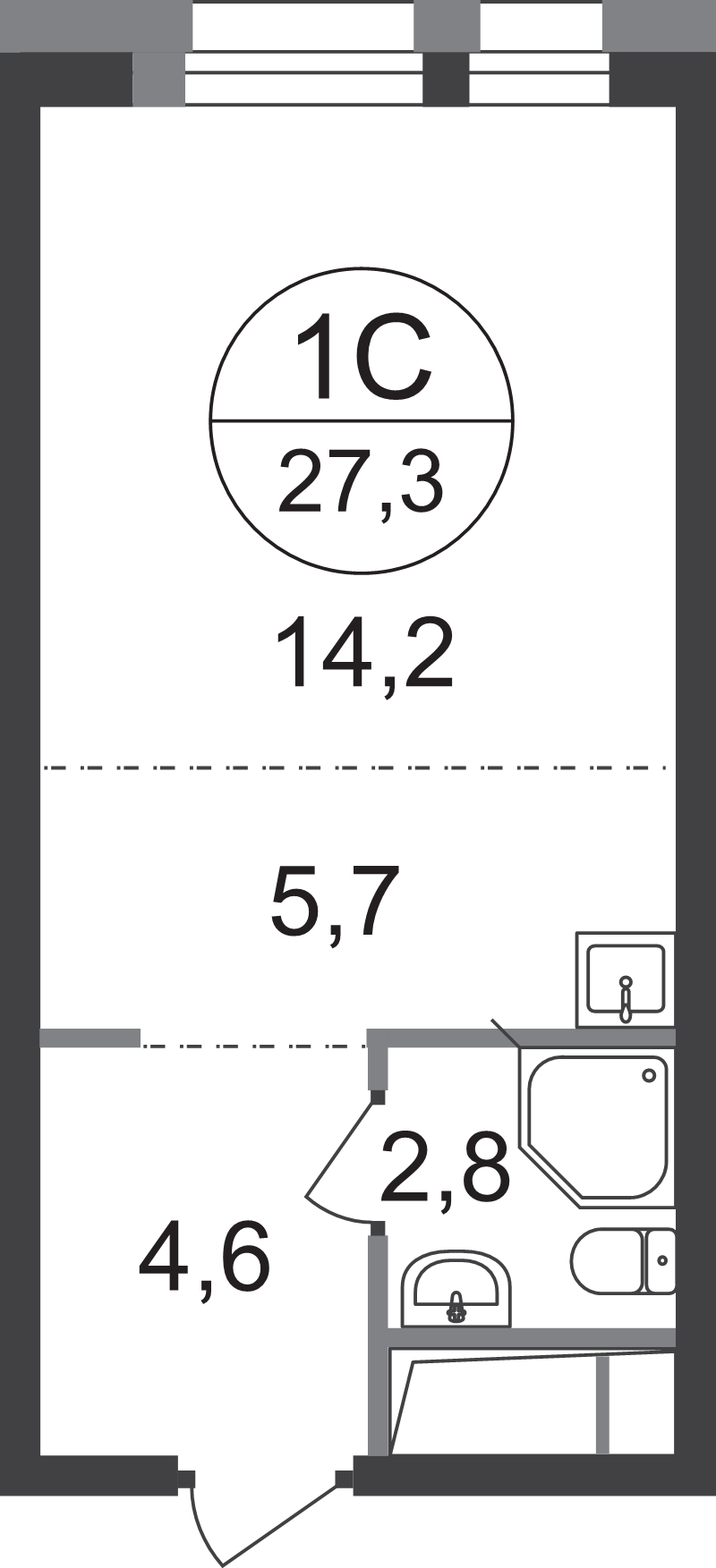 Студия 27,3 м²
