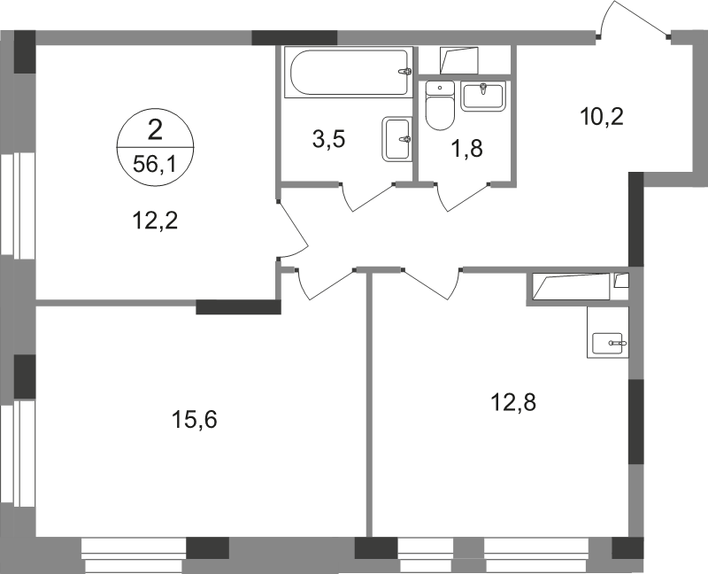 2 ккв 56,1 м²
