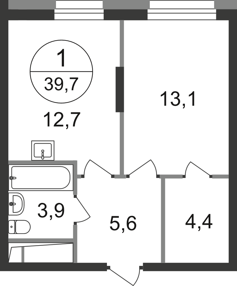 1 ккв 39,7 м²