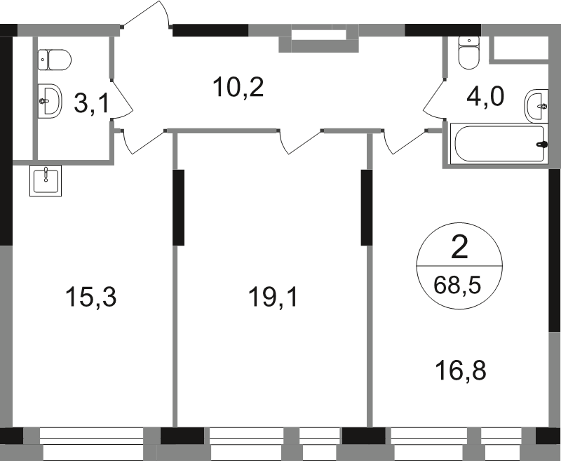 3 ккв (Евро) 68,5 м²