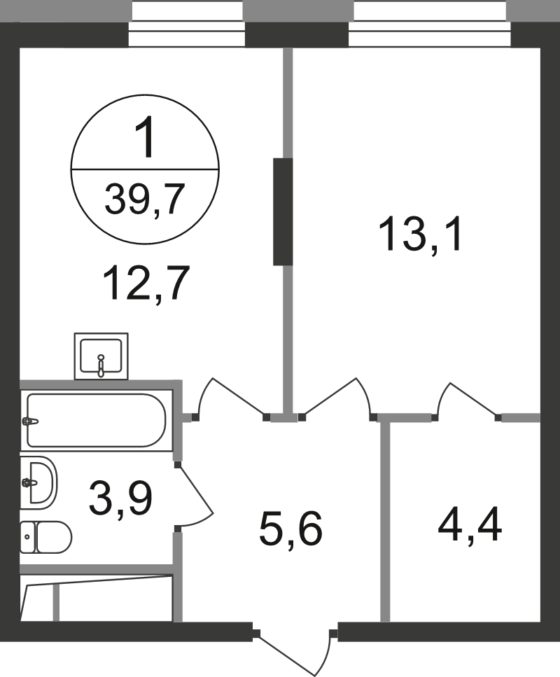 1 ккв 39,7 м²