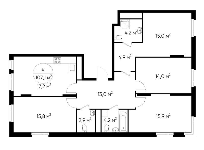 5 ккв (Евро) 107,1 м²