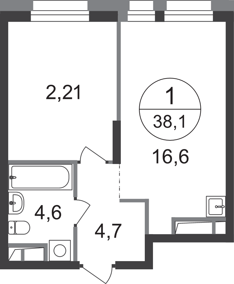 2 ккв (Евро) 38,1 м²