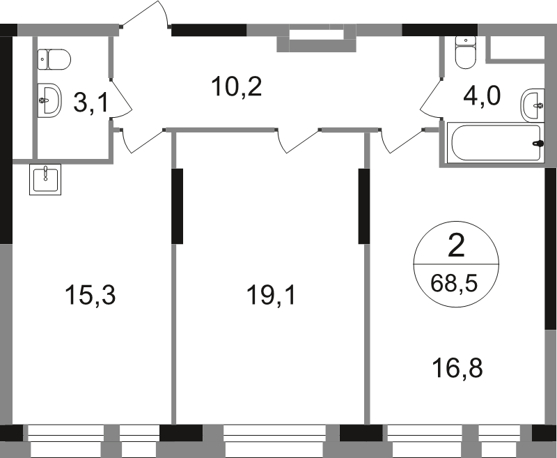 3 ккв (Евро) 68,5 м²