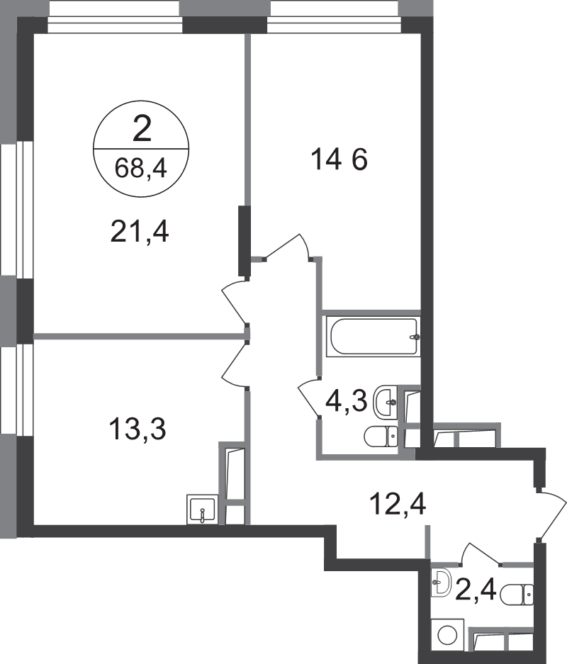 2 ккв 68,4 м²