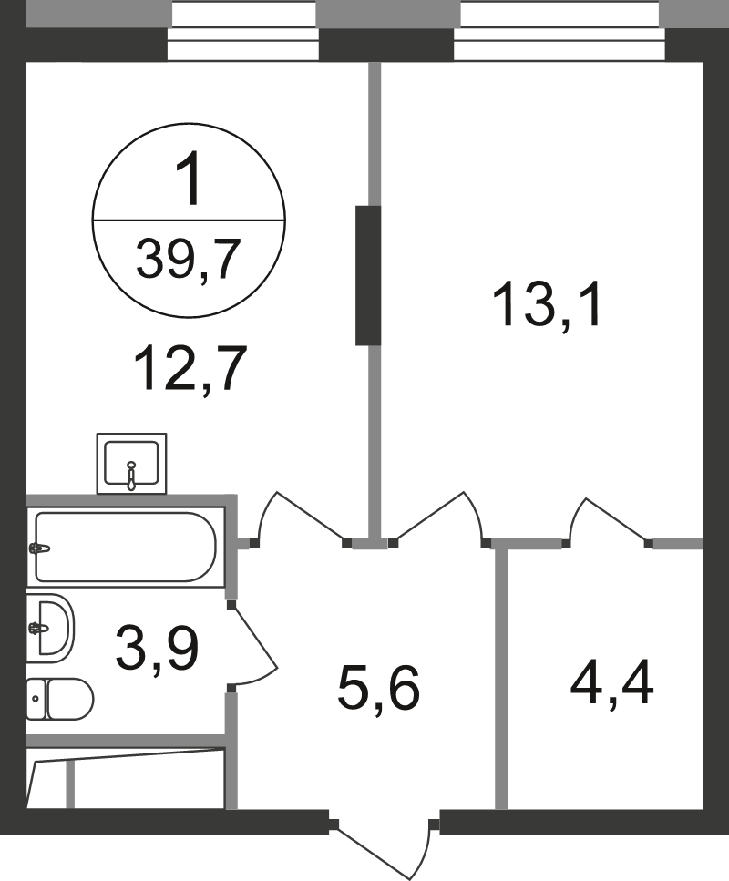 1 ккв 39,7 м²
