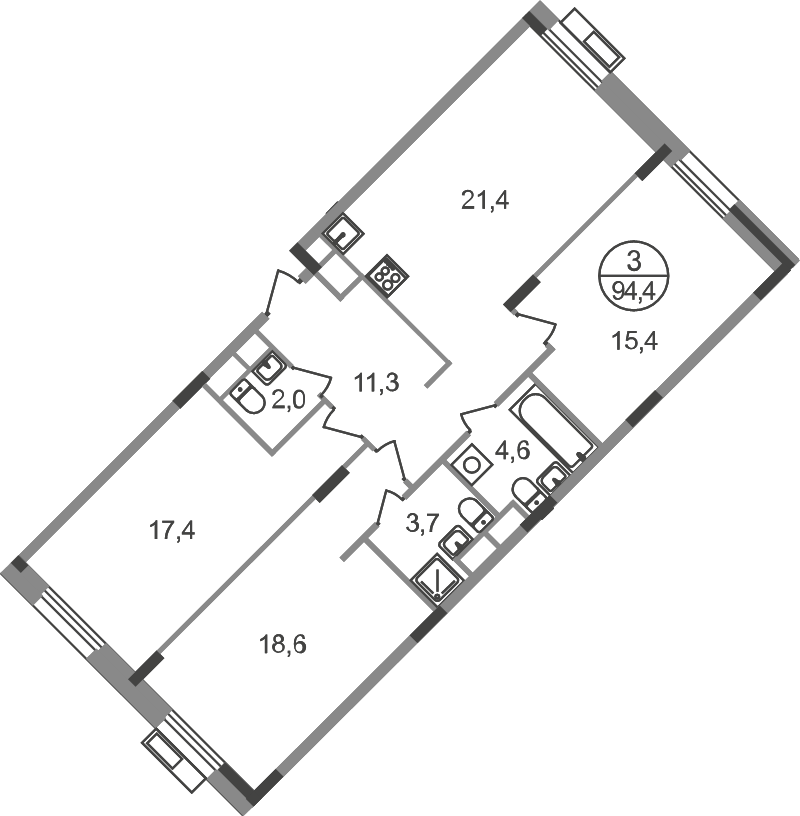 4 ккв (Евро) 94,4 м²