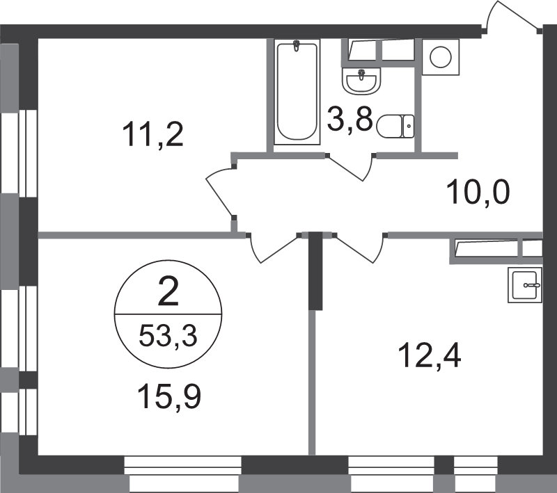 2 ккв 53,3 м²