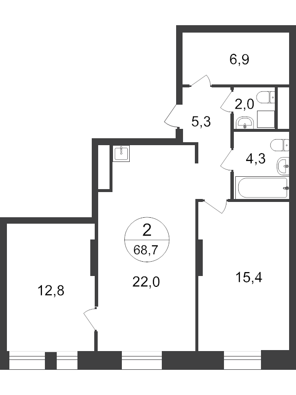 3 ккв (Евро) 66,6 м²
