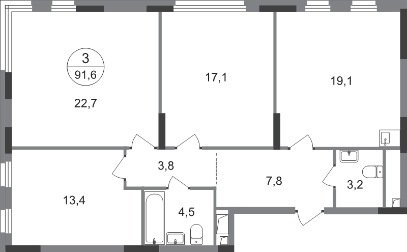 4 ккв (Евро) 91,6 м²