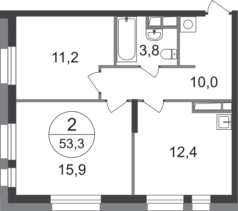2 ккв 53,3 м²